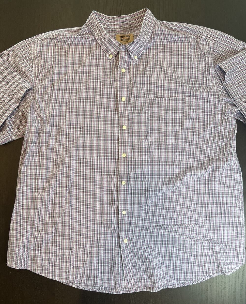 The Foundry Easy Care Men’s 3XL Plaid Button Classic Casual Short Sleeve Shirt